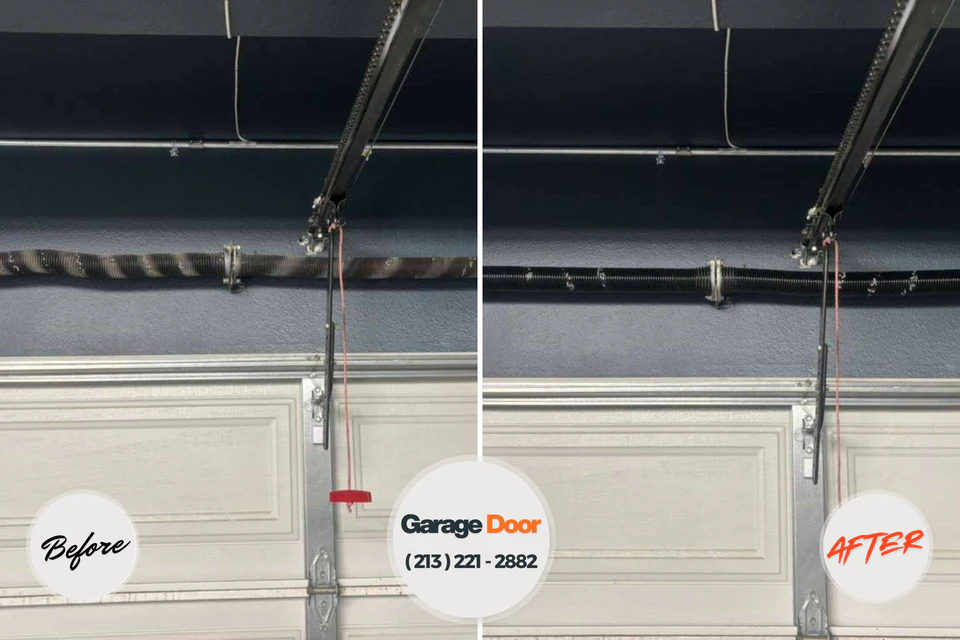 Before and after: garage door spring repair Lake Lakengren, OH